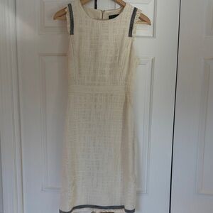 J. Crew Cream and Black Midi Dress